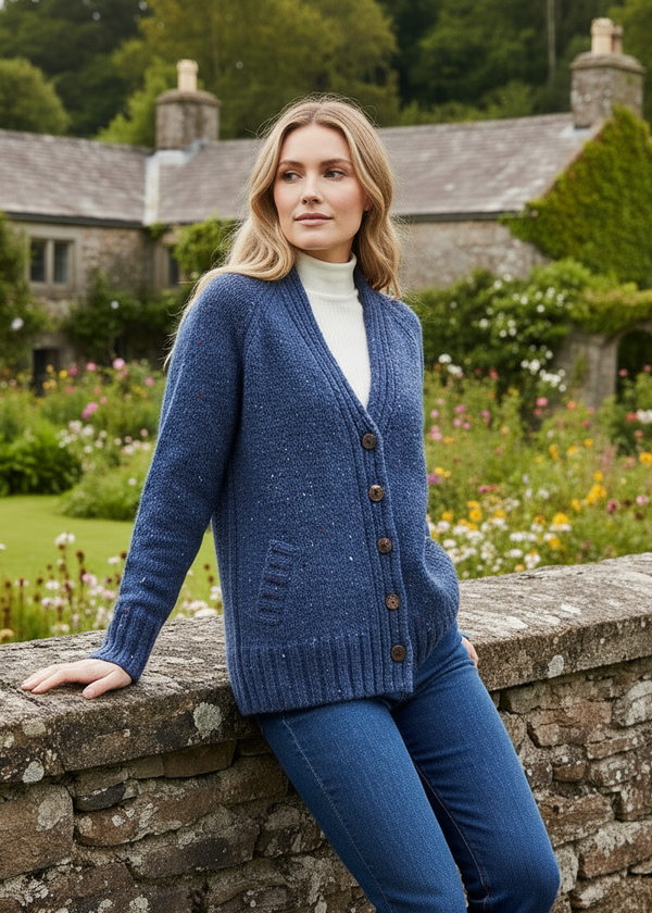 Ladies Tweed Cardigan | Blue