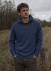 Men's Lambswool Quarter Zip Sweater - Blue Stone | IrelandsEye Knitwear