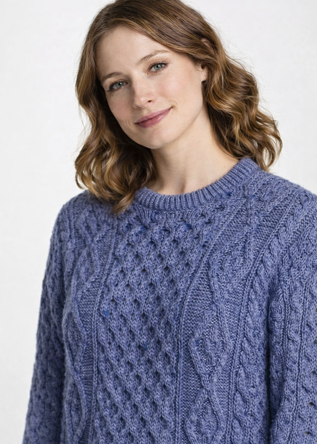 Unisex Aran Worsted Wool Sweater - Traditional Irish Knitwear | Denim