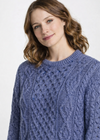 Unisex Aran Worsted Wool Sweater - Traditional Irish Knitwear | Denim