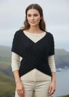 Women's Aran Crossover Wrap | Charcoal