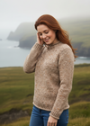 Ladies Donegal Roll Neck Sweater - Oat | 100% Wool Knitwear