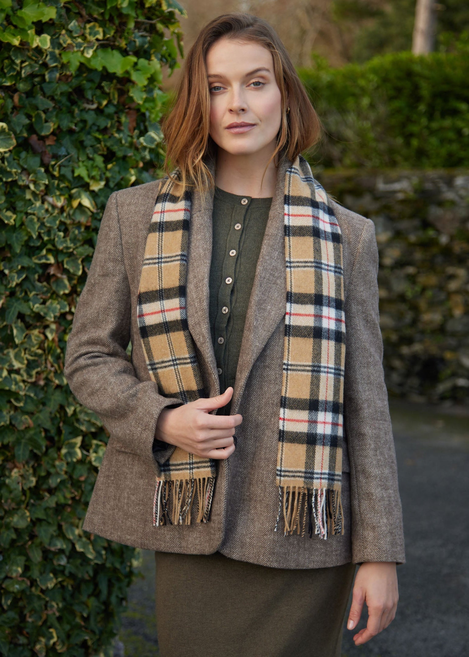 John Hanly Lambswool Scarf Merrick Tartan