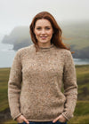 Ladies Donegal Roll Neck Sweater - Oat | 100% Wool Knitwear