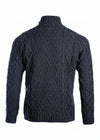 Men's Aran Merino Wool Button Collar Sweater | Charcoal