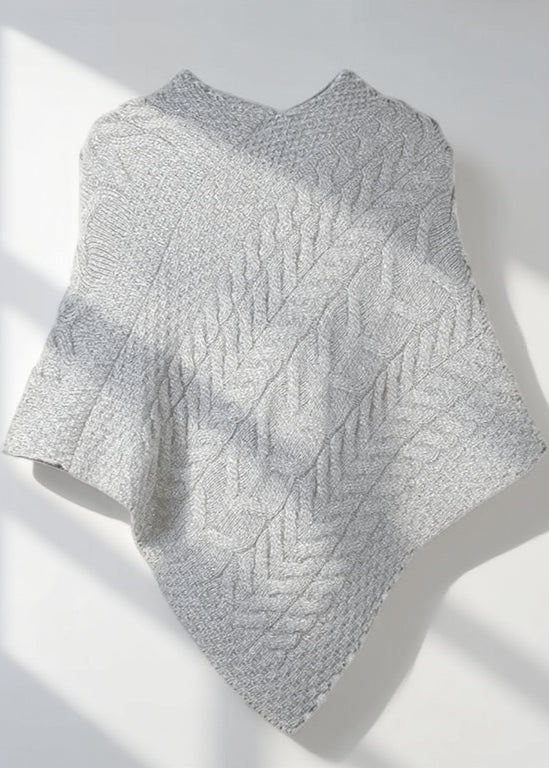Aran Super Soft Poncho | Feather Grey 