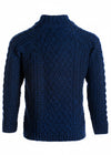 Aran Mens Zip Sweater - Navy Fleck | 100% Pure New Wool