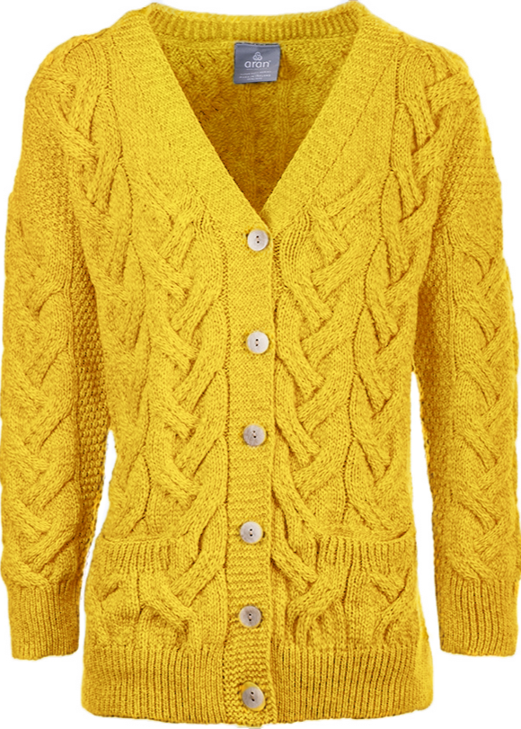 Downpatrick Ladies Aran Cardigan | Sunflower