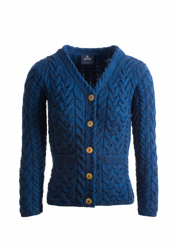 A‎ran ‎Butt‎on Up ‎Cable Knit Cardigan - Atlantic