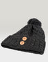 Aran Supersoft Merino Button Hat - Charcoal