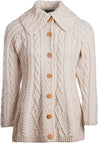 Super Soft 100% Merino Wool Aran Cardigan - Made in Ireland