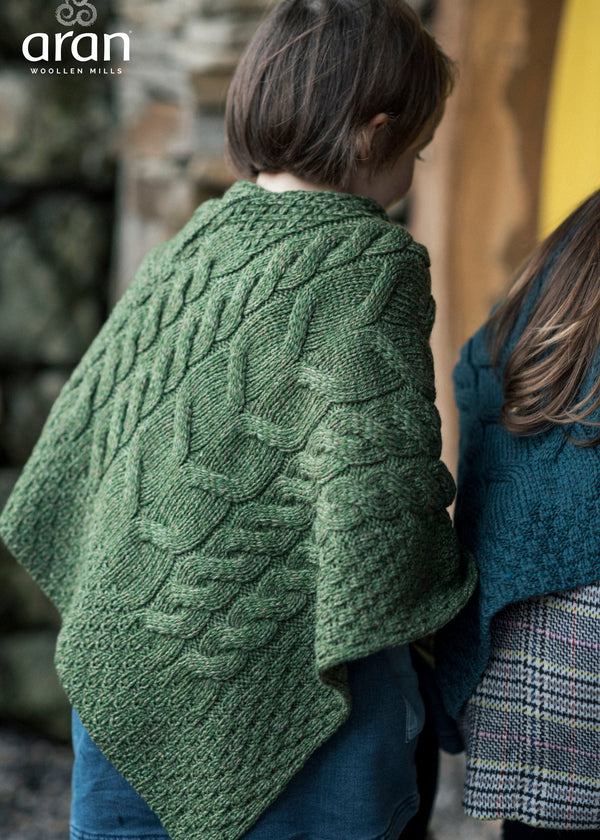 Kid's Aran Merino Poncho | Meadow Green