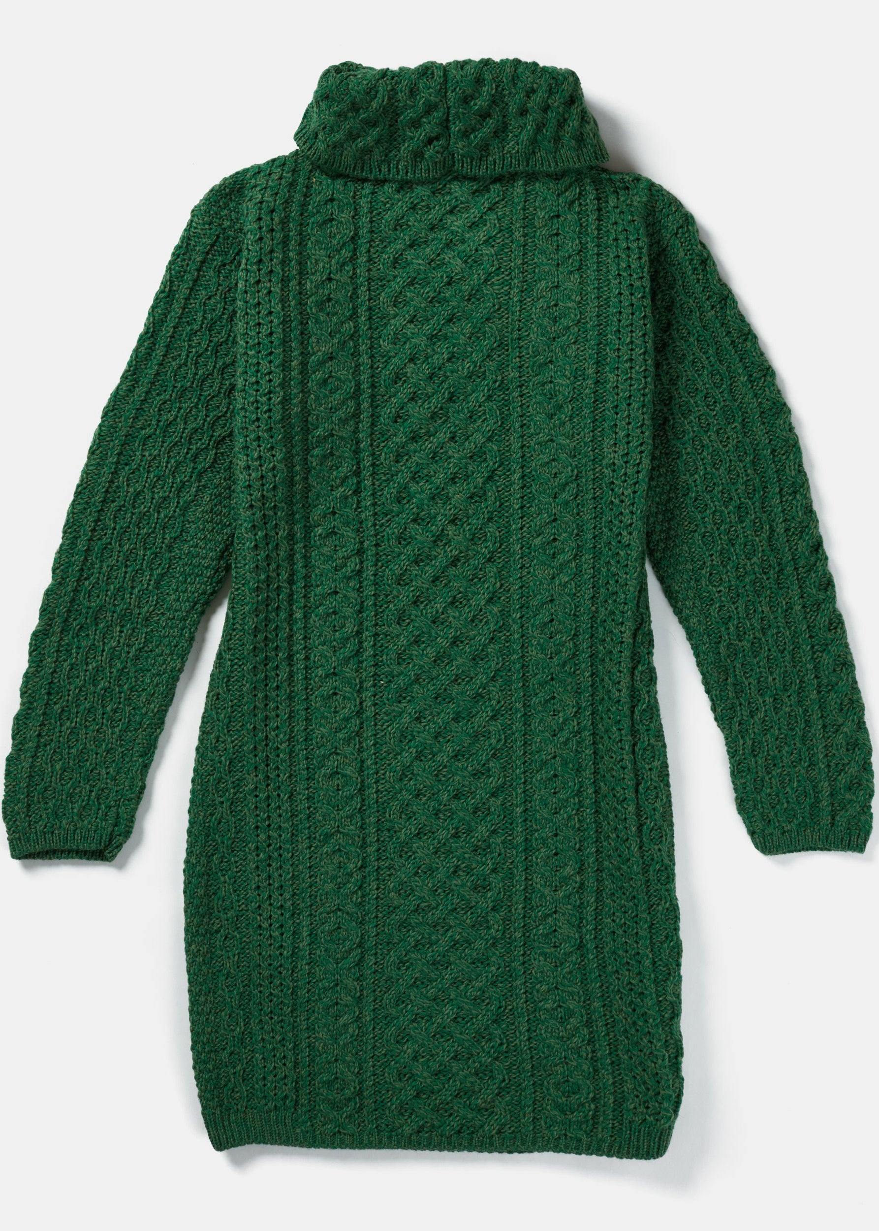 Aran Cowl Neck Dress | Green