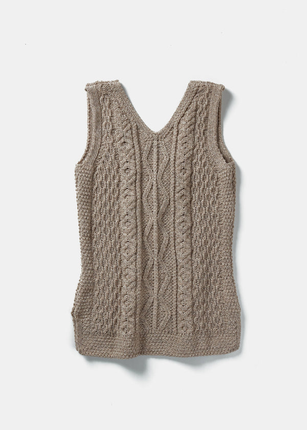 Currany Aran Ladies V Neck Slipover 