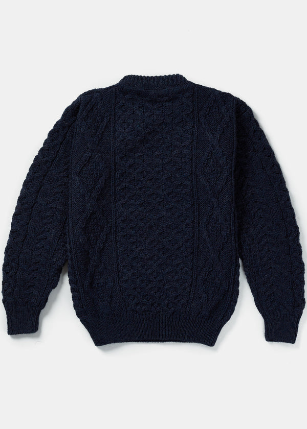 Aran Wool Sweater | Navy - Clearance