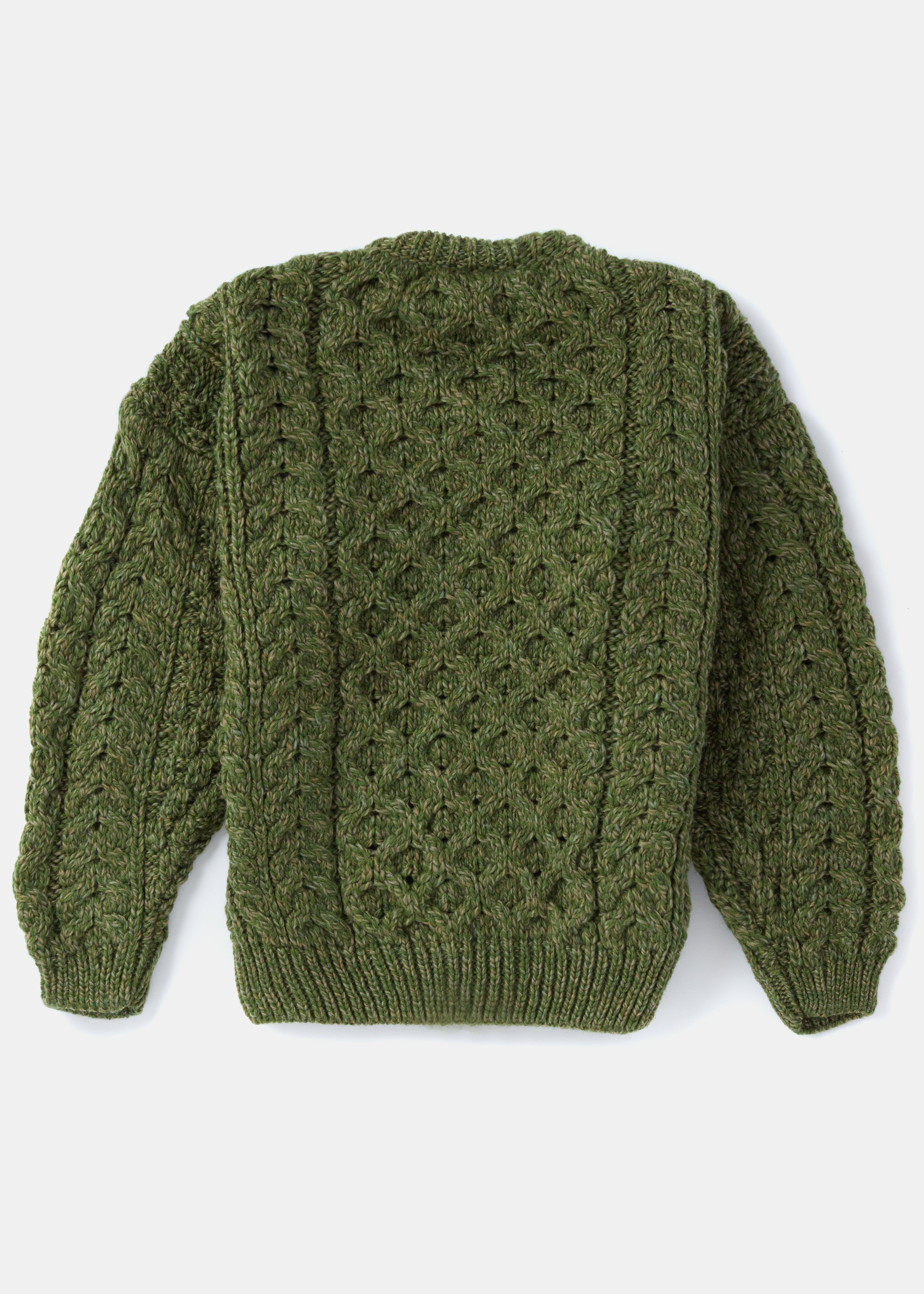 Children's Aran Merino Wool Cardigan | Green - Clearance