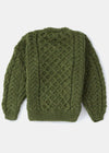 Children's Aran Merino Wool Cardigan | Green - Clearance
