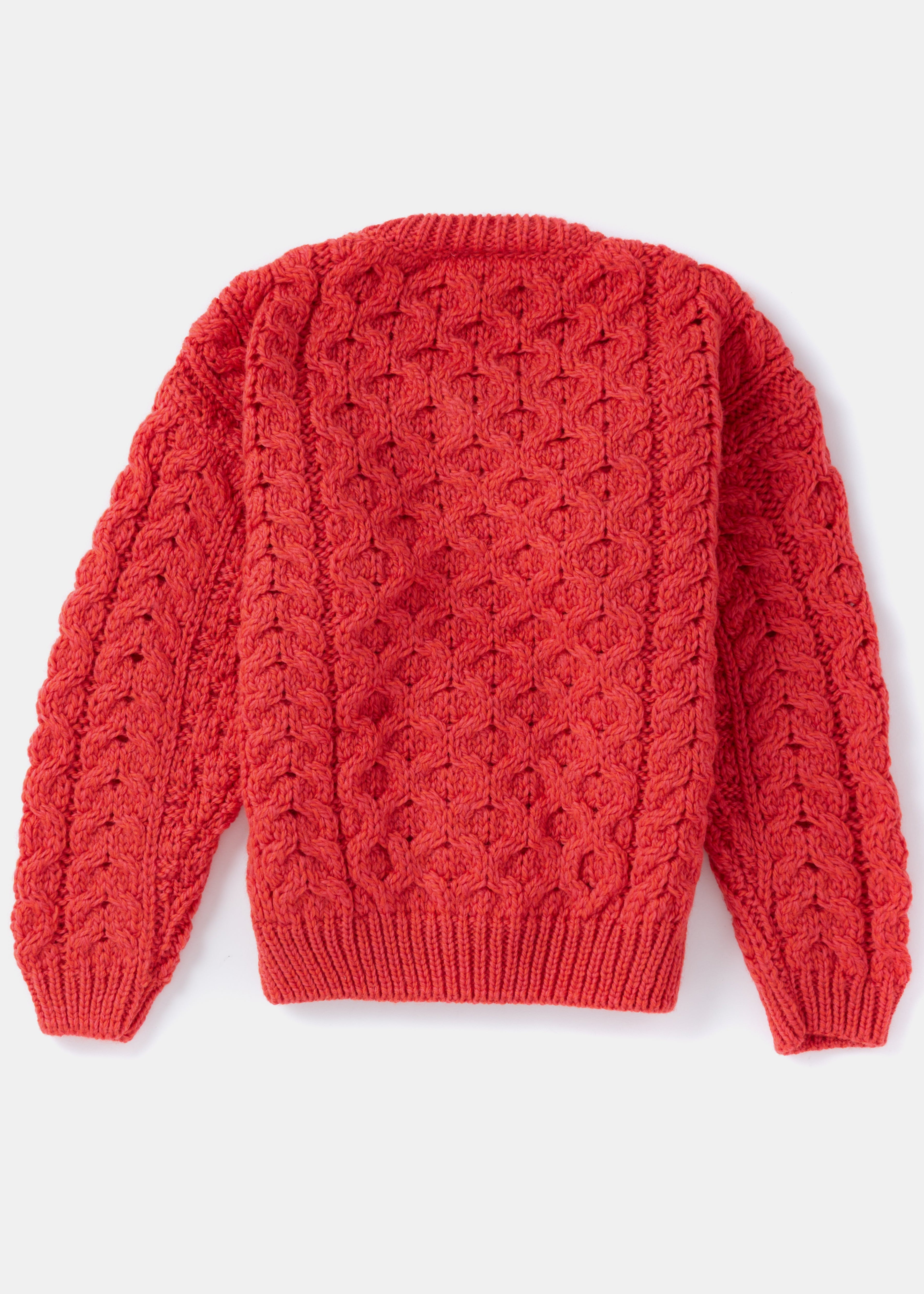 Children's Aran Merino Wool Cardigan | Coral - Clearance