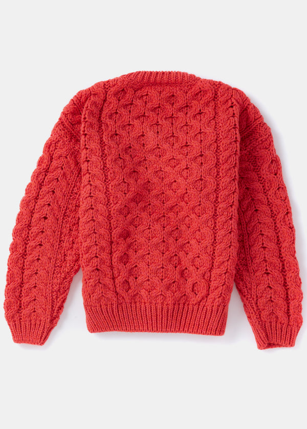 Children's Aran Merino Wool Cardigan | Coral - Clearance