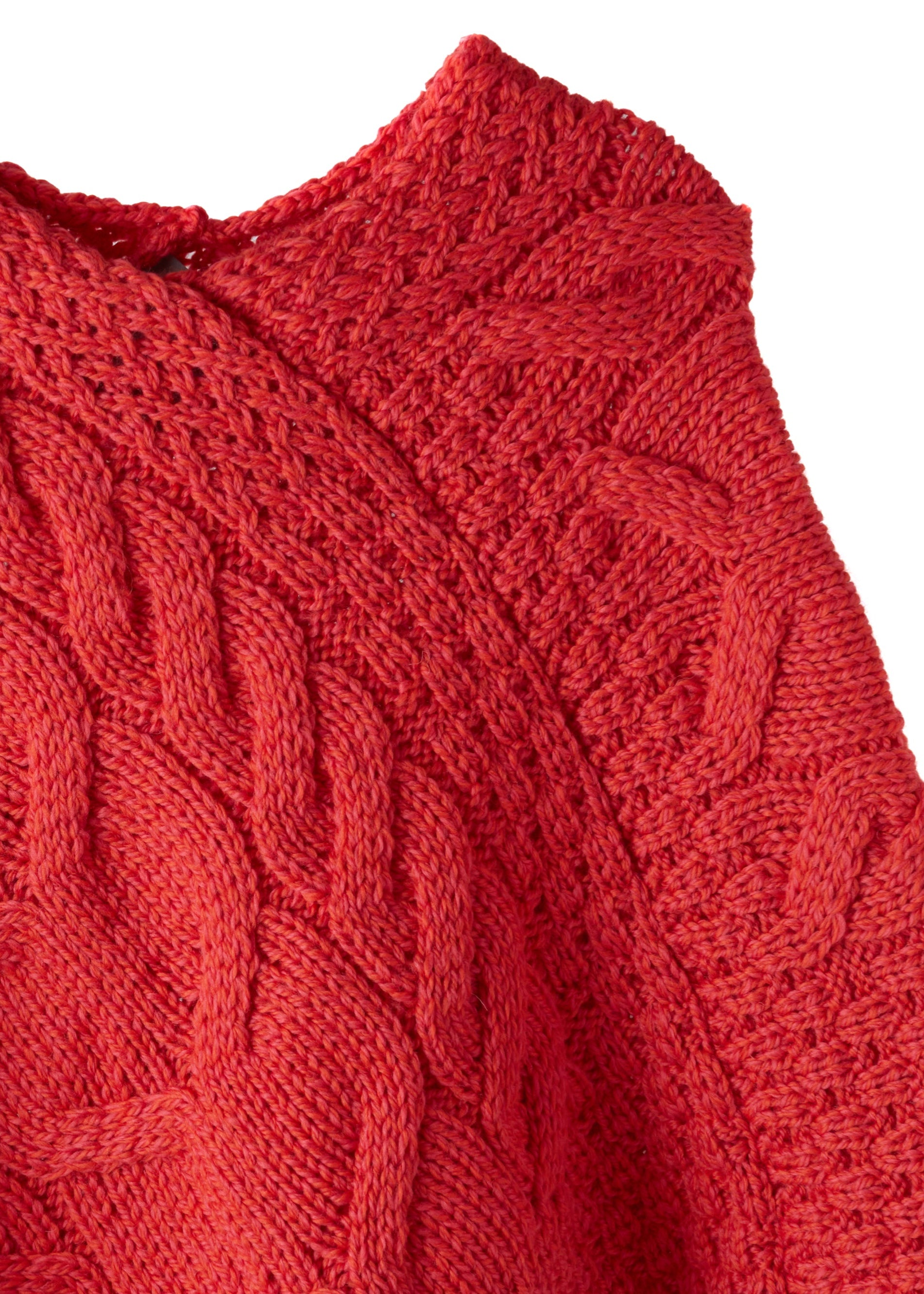 Kid's Aran Merino Poncho | Coral - Clearance