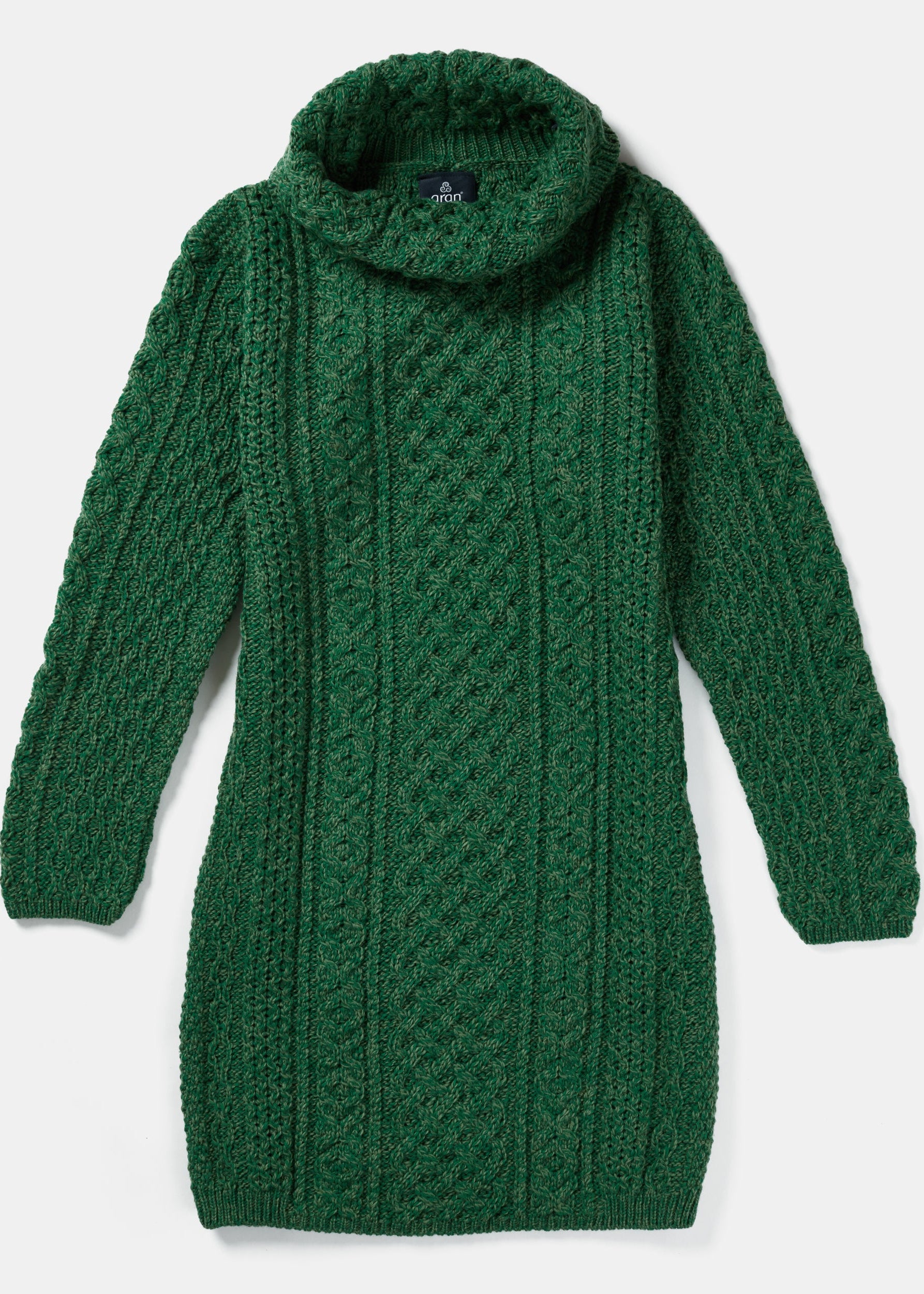 Aran Cowl Neck Dress | Green
