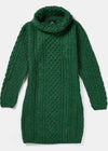 Aran Cowl Neck Dress | Green