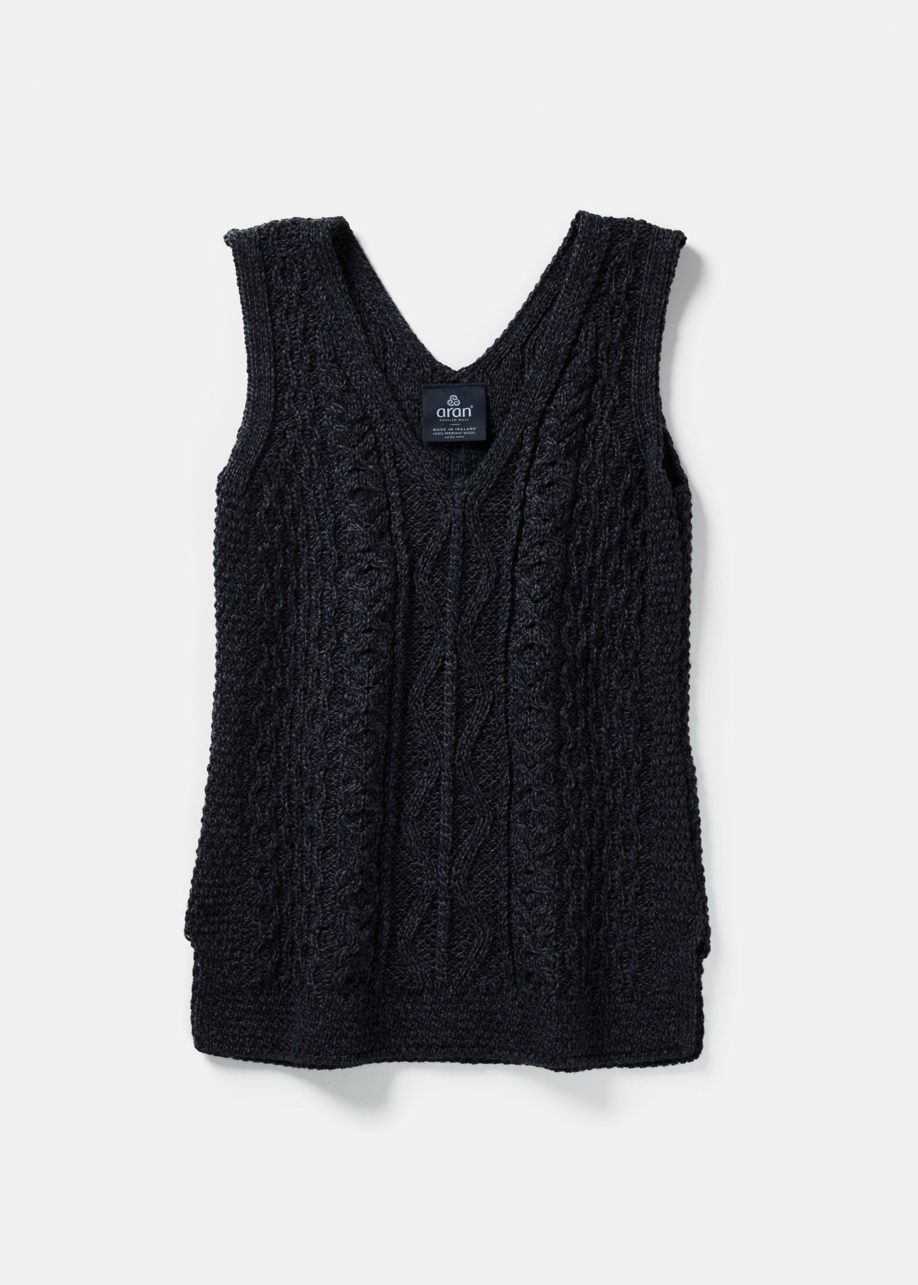 Aran Ladies Vest | Charcoal