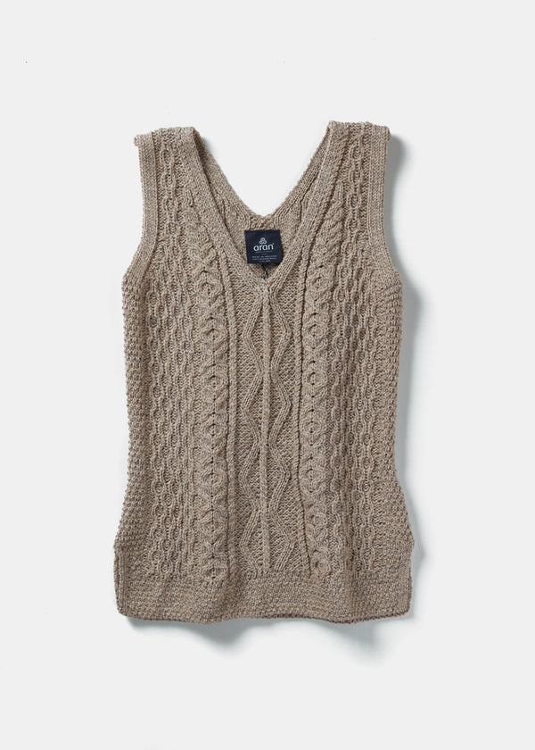 Aran Ladies Vest | Oatmeal
