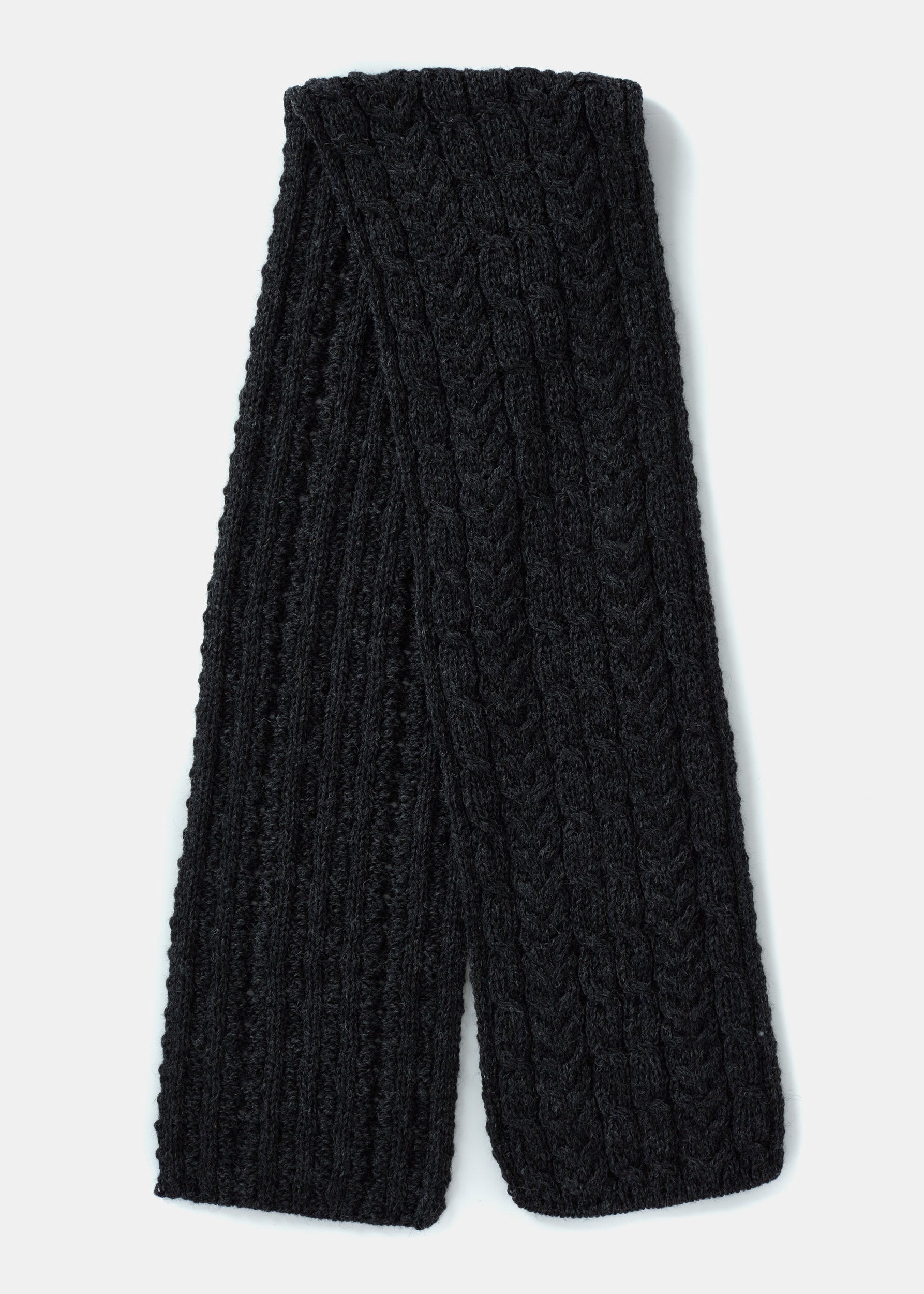 Aran Pure Wool Scarf | Charcoal
