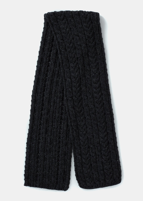 Aran Pure Wool Scarf | Charcoal