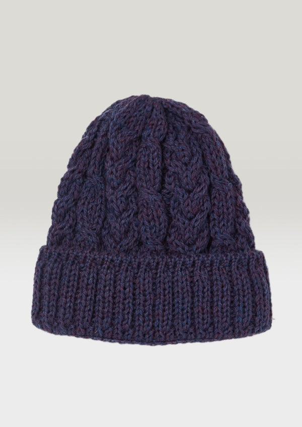 Aran Wool Hat | Purple