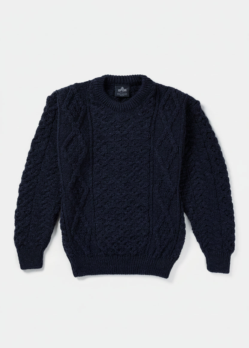 Aran Wool Sweater | Navy - Clearance