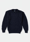 Aran Wool Sweater | Navy - Clearance