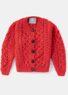 Children's Aran Merino Wool Cardigan | Coral - Clearance