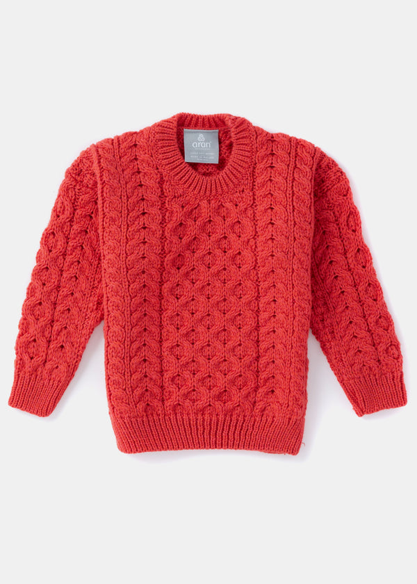 Childrens Aran Sweater | Coral