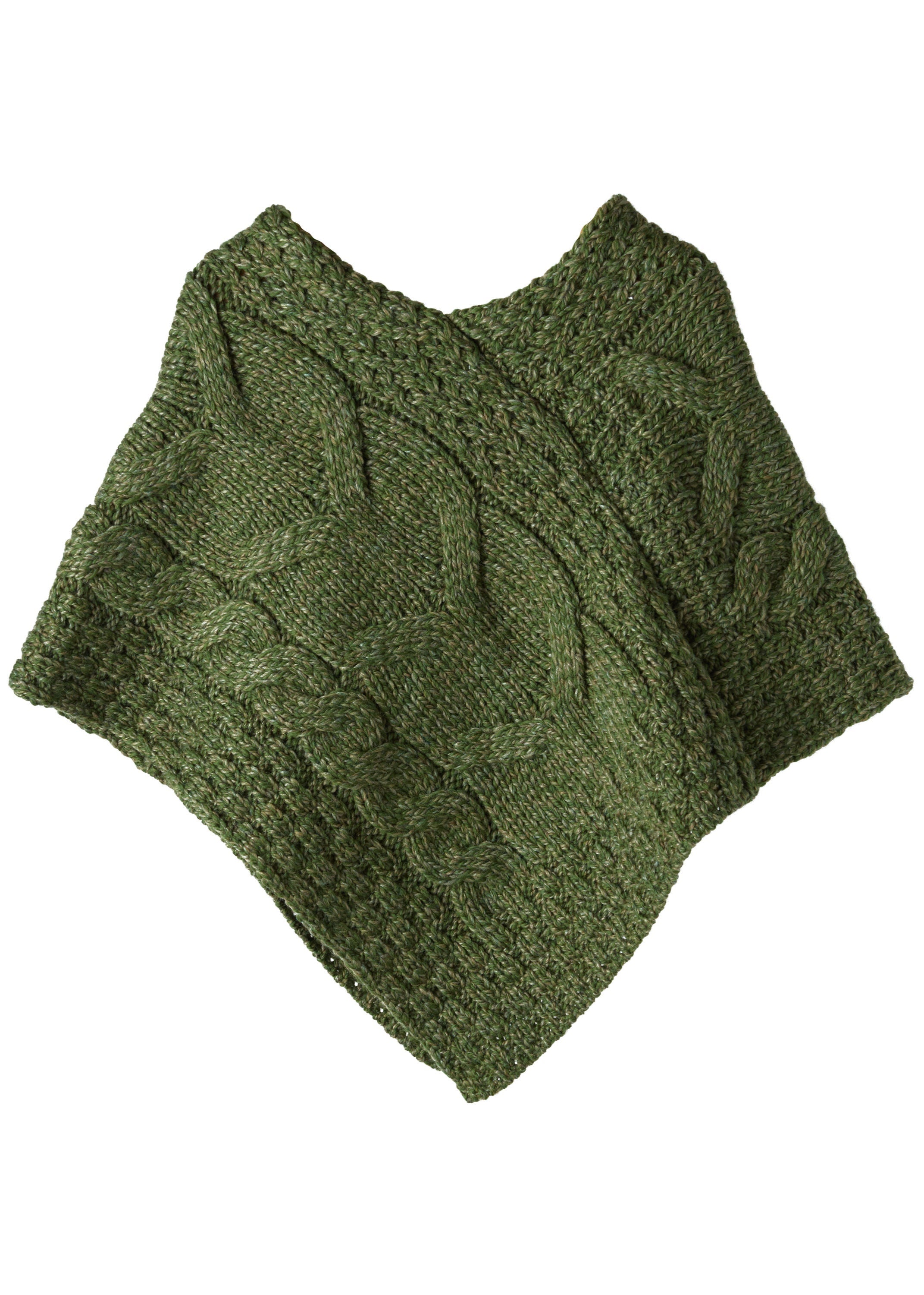 Kid's Aran Merino Poncho | Meadow Green