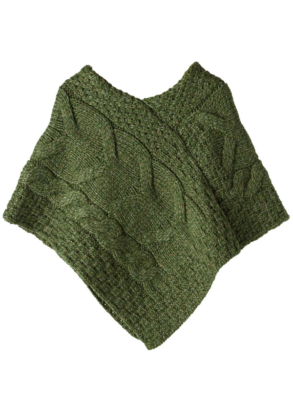 Kid's Aran Merino Poncho | Meadow Green