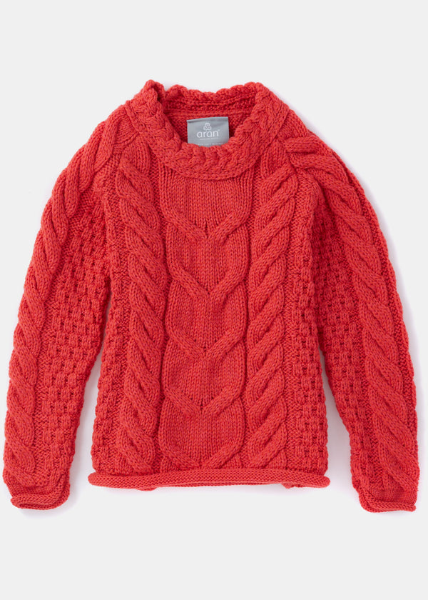 Kids Aran Sweater | Coral