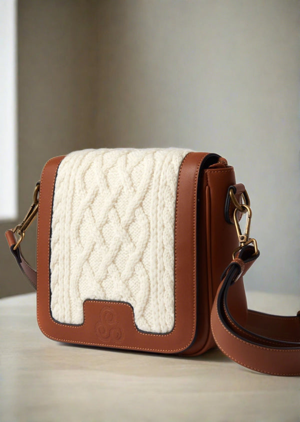 Aran Knit Leather Traditional Bag