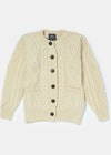 Ladies Aran Cardigan | 100% Irish Wool | Natural Cream