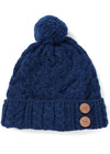 Aran Supersoft Merino Button Hat | Ink Blue