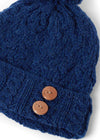 Aran Supersoft Merino Button Hat | Ink Blue