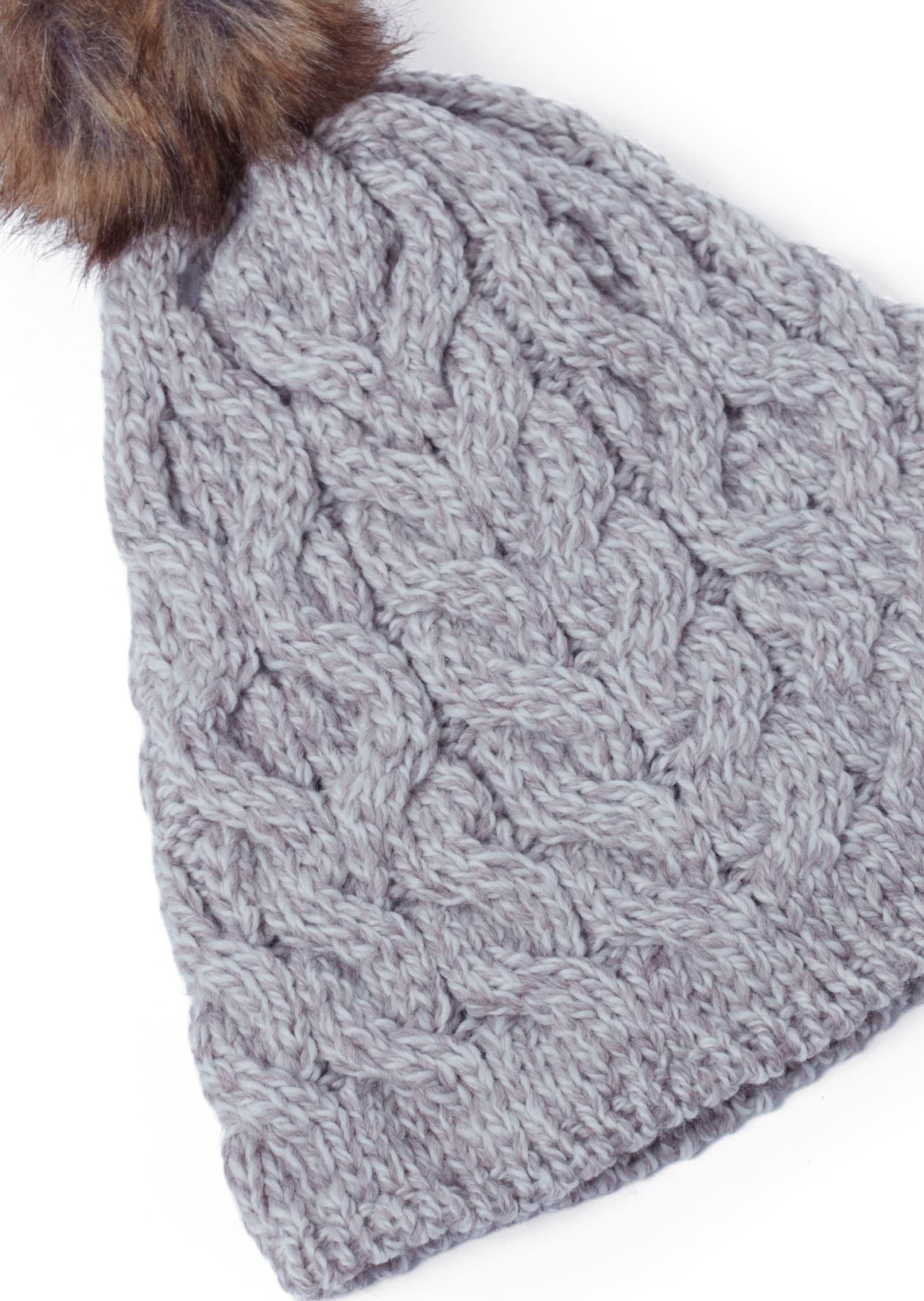 Aran Bobble Hat - Oat