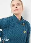 Aran 3 Buttons Trellis Cardigan | Irish Sea