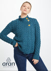 Aran 3 Buttons Trellis Cardigan | Irish Sea