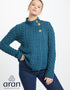 Aran 3 Buttons Trellis Cardigan | Irish Sea