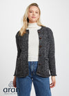 Ladies Donegal Wool Cardigan | Charcoal Grey Irish Knitwear