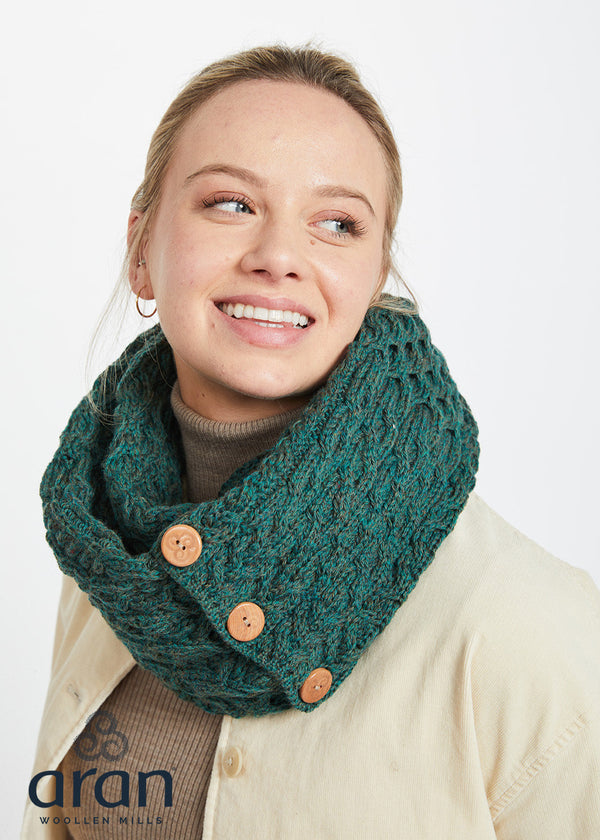 Aran Buttoned Snood | Connemara Green