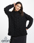 Oversized Aran Trellis Sweater | Black - Clearance