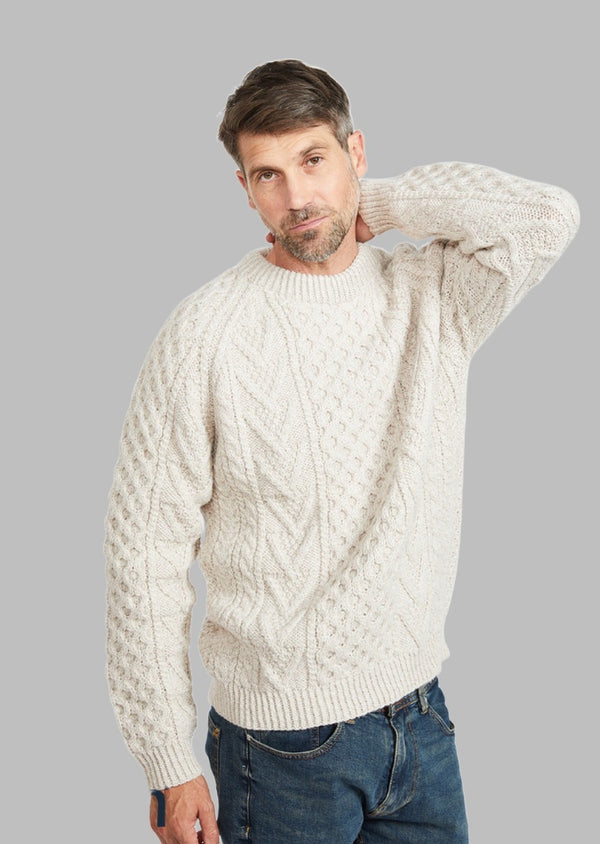 Aran Handknit Crew Neck Sweater